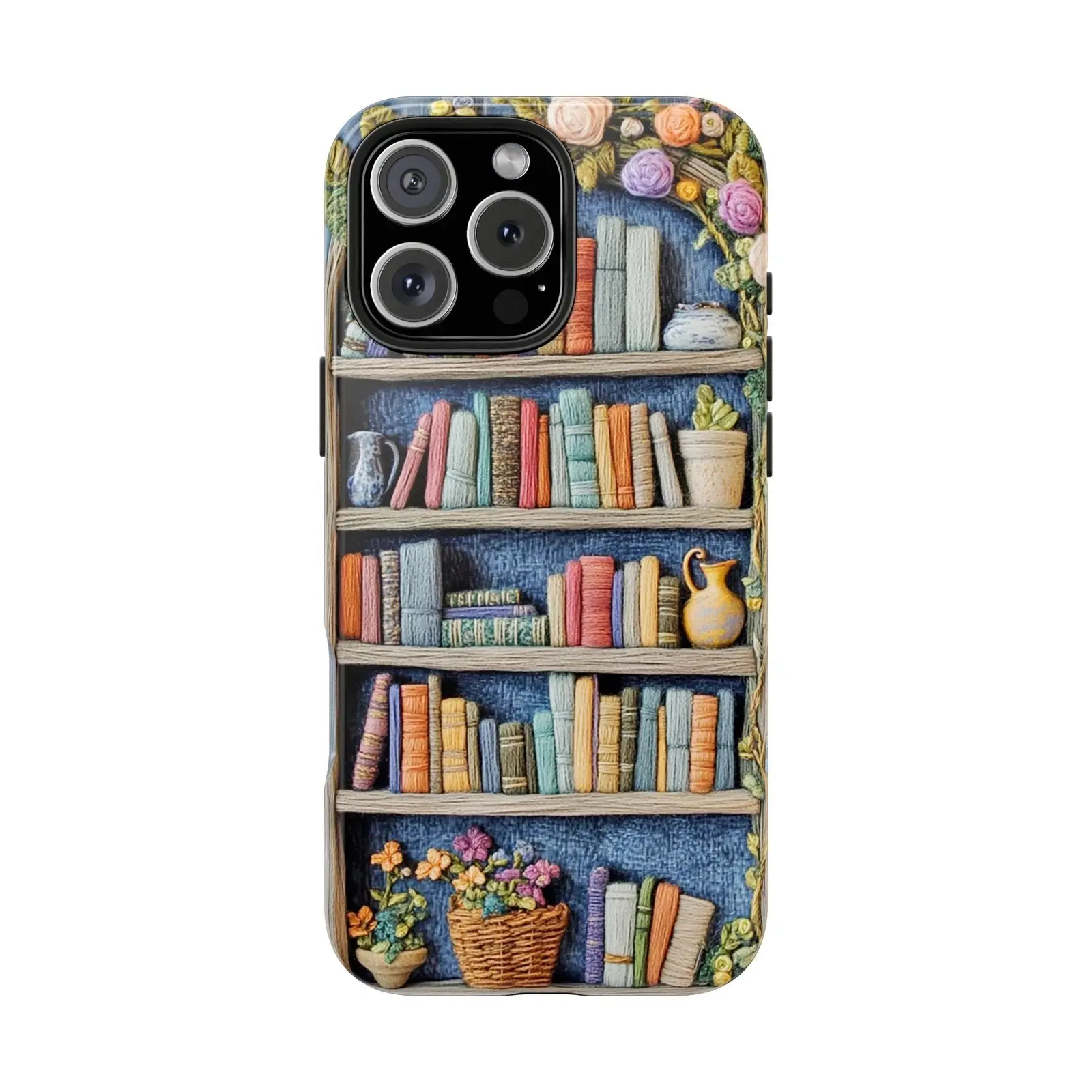 Books Embroidery Print Tough Smart Phone Case iPhone Case, Phone Accessories Gift for Book Lovers