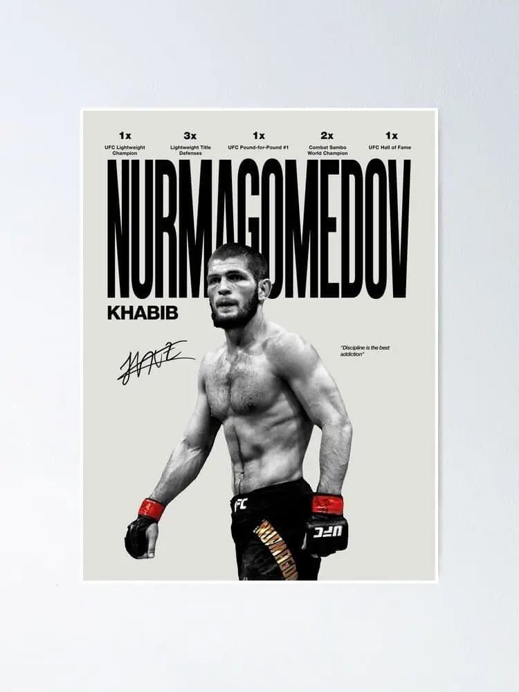 Khabib Nurmagomedov Poster, UFC MMA Wall Art, Undefeated Champion, Sports Art Print Poster( Unframed - Print Only )
