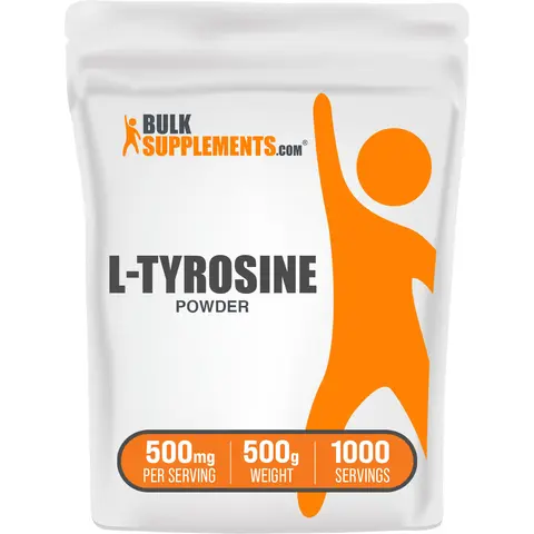 BulkSupplements Additive-Free L-Tyrosine Powder - Aminos Supplement, Brain Support, Dietary Fitness Aid - Focus Boost, Cognitive Support, Exercise Performance - 500g, 500mg per Serving, Dairy‑Free, Pure Powder