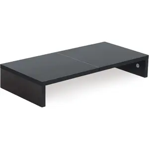 20 Inch Monitor Stand Riser, Black Desktop Stand for PC/TV/Laptop/Printer, Wood Monitor Riser with Storage, Computer Stand Keyboard Organizer