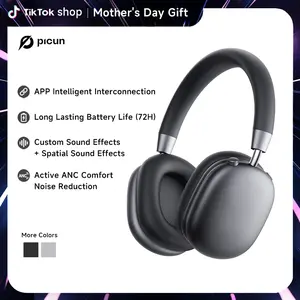 Picun F5 Wireless ANC Gym Headphones, -35dB noise cancellation headphones, Bluetooth 5.4 Low-Latency, Hi-Fi Audio, Personalized APP, Customizable EQ, comfortable for traveling and working, lightweight headset Hybrid Anc  Electronic,