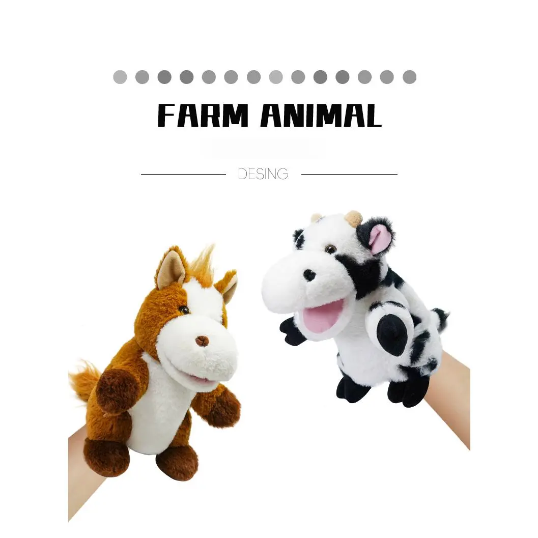 Cute Cow Design Plush Hand Puppet - Hot-Selling Farm Animals Early Ed. Toy with Mouth-Opening Feature for Storytelling