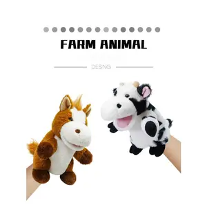 Hot-Selling Cute Cow Plush Hand Puppet, Mouth-Opening Farm Animal Early Educational Toy