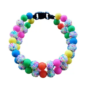 FurlaVie Double Strand Beaded Pet Necklace Customizable Collar for Any Pet Handcrafted with Vibrant Beads Lightweight & Comfy for Everyday Wear Perfect for Gifts Events or Showcasing Your Pet's Unique Style