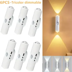 6pcs White Wall-Mounted Smart LED light bar with Motion Sensor, Dimmable USB- Lighting Suitable for Stairs, Hallway, Bedroom - -and-Play Installation, -Efficient Night Light for Indoor Ambiance Lighting