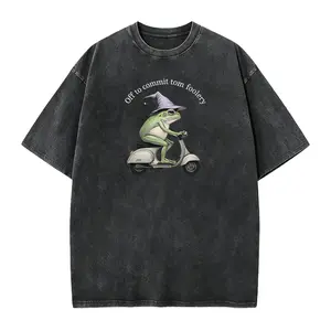 Off to Commit Tom Foolery Frog T-shirt, Funny Weirdcore Sayings Unique Tshirt Tee Adults Men Women Meme Graphic Sarcastic