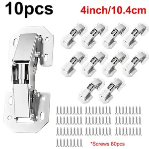 10pcs Hidden Cabinet Door Hinges - Frameless Surface Mount Concealed Hinges Suitable for Cabinet Doors, Dressers, Pantries Metal with Polished 80pcs Screws; Silent Hinges;Invisible Folding Hinges. Suitable Cabinets, Drawers, and Furniture. Easy install.