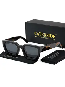 Men's Vintage Square Frame Sunglasses, Trendy Casual TAC Polarized Lens Sunglasses for Everyday Use, Fashion Accessories for Outdoor Activities