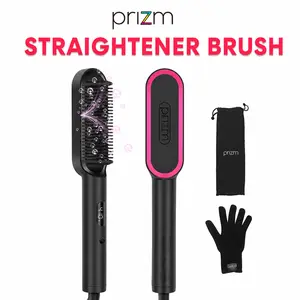 Viral Prizm 2-in-1 Hair Straightener Brush,Frizz Buster Ionic Hair Straightening Brush,Hair Straightener Comb,3D Anti-Scald,4 Temps, 5Min Fast Straightening,450°F, 20S Fast Heating,Auto Shut-Off,Dual Voltage #SummerVibes Hair Tools,Father's Day Gift