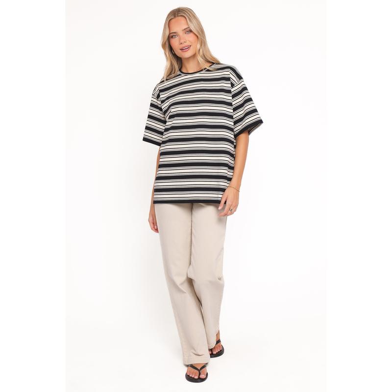 Zestora Tee - Black Ivory Stripe