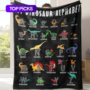 Cartoon Dinosaur Pattern Flannel Cozy Blanket, 1 Count Soft Comfortable Warm Napping Throw with Storage Bag, Dinosaur Print Blanket, Halloween Decor Sleeping Bedding Supplies