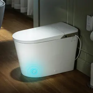 WOODBRIDGE Smart Toilet with Tank, Auto Open & Close,Blackout Flush, Auto Quiet Flush, Foot Sensor Operation, Heated seat,and Advanced Deodorization, White, EBT470