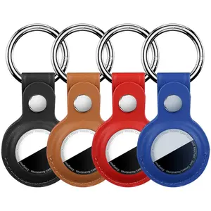 Compatible Airtag Lanyard Set 4pcs Keychain, PU Leather Airtag Protective Case, Keyring Cover, GPS Tracker, Child Tracking Tag, Baggage