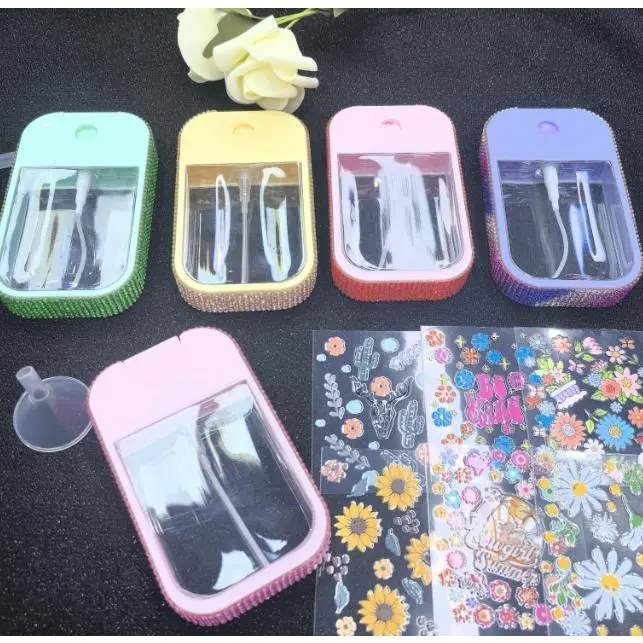 47pcs 45ml Large Diamond Spray Bottle with Stickers Kits ,Hand Sanitizer With Wraps Sets Can Be Used To Refill Alcohol, Perfume, Hand Sanitizer, Etc. Plastic Containers Organiser