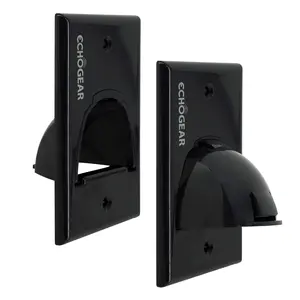 ECHOGEAR Black in Wall Cable Hider for Wall Mount TV - Single Gang Pass Through Pair with Drywall Brackets Included - Manage 8 Low Voltage Cords Behind The Wall - Quick Install with Wall Template
