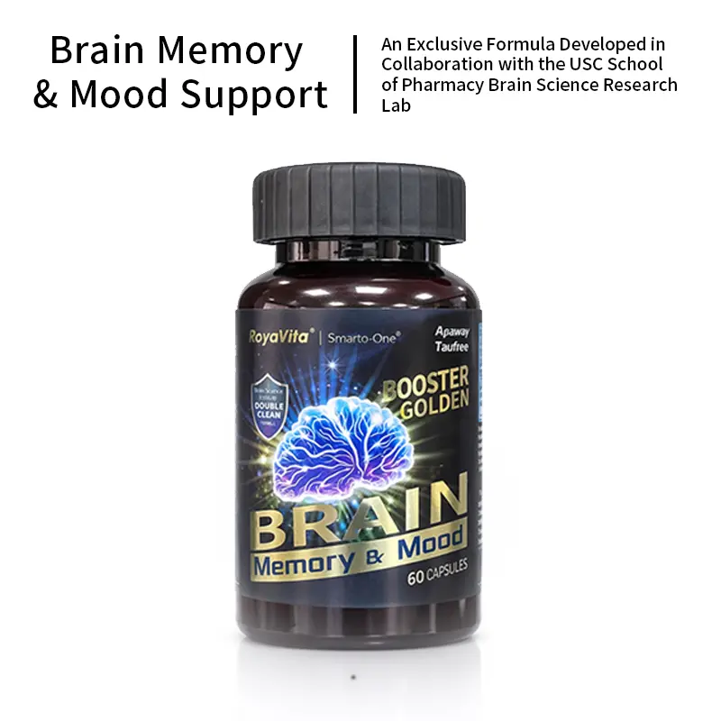 Royavita Greenish Dietary Supplement Capsules, Brain Health Support for Memory & Focus, Mood & Daily Wellness Vitamins, 60-Count Brain Booster Supplement
