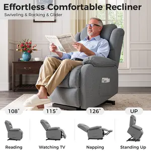 【Deals for you】UDPATIO Power Lift Recliner Chairs for Elderly Upgraded Living Room Reclining Chairs Indoor Lounge Chairs Single Sofa with Side Pockets and Remote Control for Bedroom