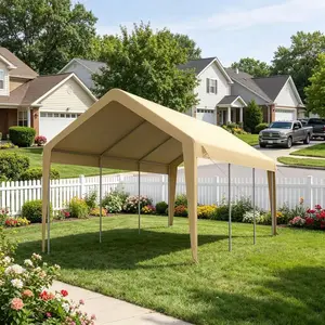 LH- Sturdy Steel Frame Gazebo 13x20FT Gray Top Cover for BBQ Party Easy Assembly Patio Canopy with Mosquito Netting Waterproof Backyard Oasis