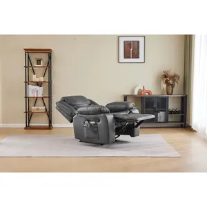 Aobtkel®GREY COLOR AIR LEATHER RECLINER CHAIR WITH VIBRATION AND HEATING#Summervibes