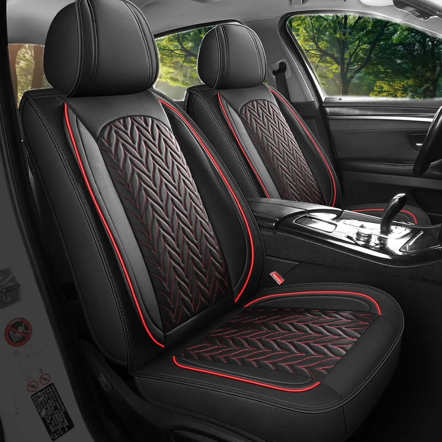 Seat Covers For F150,  Seat Cover Faux Leather Seat Covers Full Set Automotive Seat Covers Fits For 2015-2025 Ford F150 F250 F350 (Full Set,Black And Red)