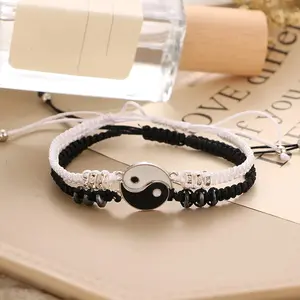 Valentine Day Gifts for Couples Bracelets Yin Yang Matching Bracelets for Couples Graduation Engagement Gifts Long Distance Touch Bracelets Boyfriend Girlfriend Gifts,Adjustable Yin Yang Pendant Set