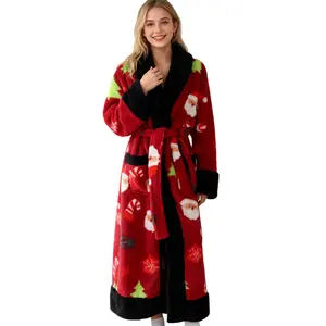 Women's 280g Cotton Printed Bathrobe Christmas Design Long Sleeve Loungewear for Festive Home Comfort eeyore  onesie aerie plus  size  girl