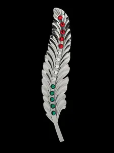 Decorative Metal Hat Feather with Stone Detail 45203
