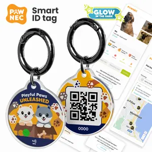 IndieTag 'Playful Paws' with instant text alert - Dog ID Tag - QR code Tag for Dog and Cat - Personalized Pet ID - Customized Name Tag
