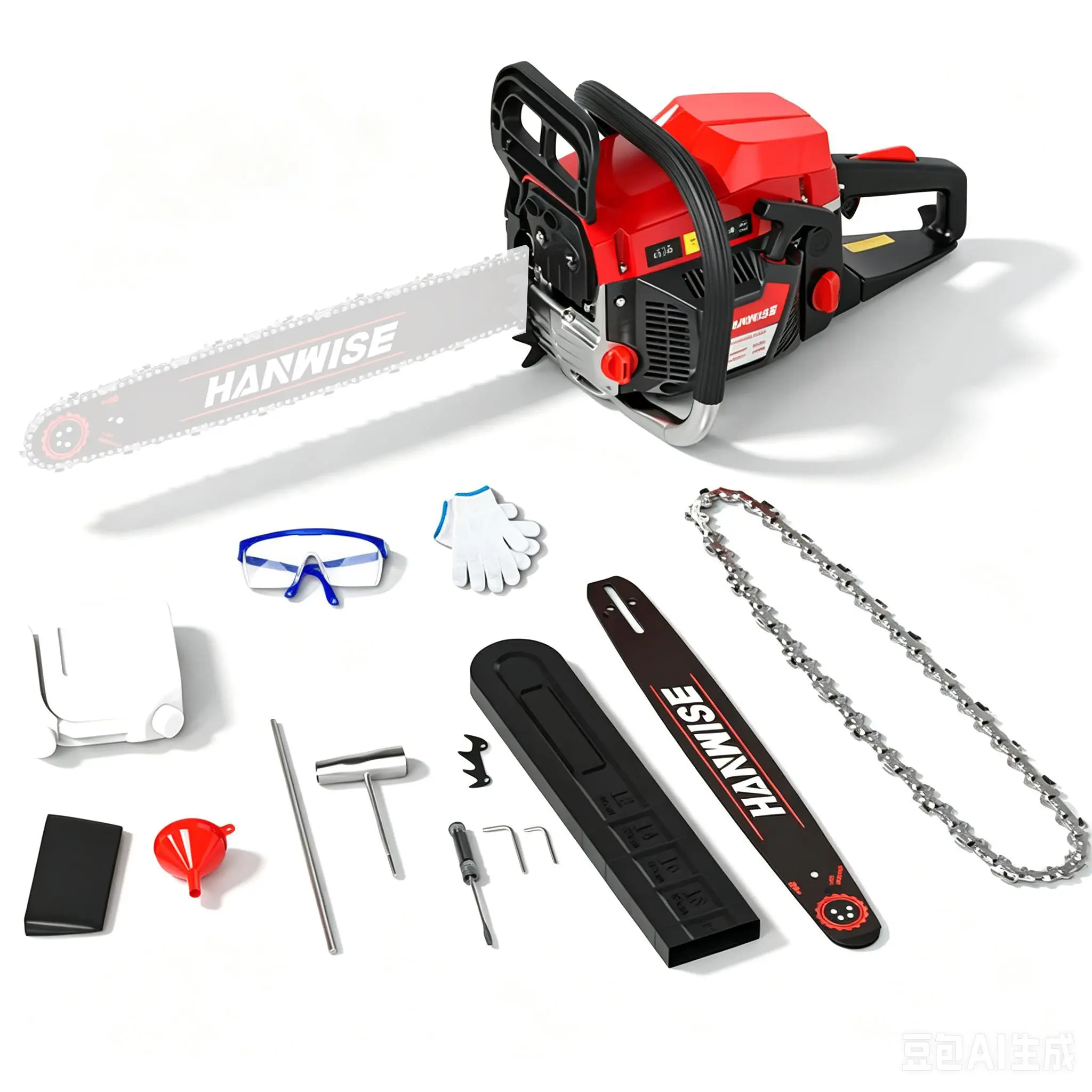 HANWISE 54.6CC 20-Inch Gas Chainsaw Manganese Steel Chain, Safety Protection for Wood Cutting & Forestry