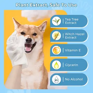 【LaborDaySale】PET Pet Glove Wipes，Freshening Grooming Dog&Cat Disposable  pet hair removal tool Satisfied skin care Outdoor No-clean Hypoallergenic Facial Disposable No-Rinse Grooming Formulated for dogs petwipes Deodorizing sticky hair #petlife