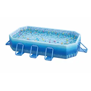 101 inch (approx. 256.5 cm) foldable swimming pool, suitable for adults and children. Non-inflatable pool with metal frame, thickened PVC and PP board support. Large stable foldable swimming pool, ideal for family, dogs,