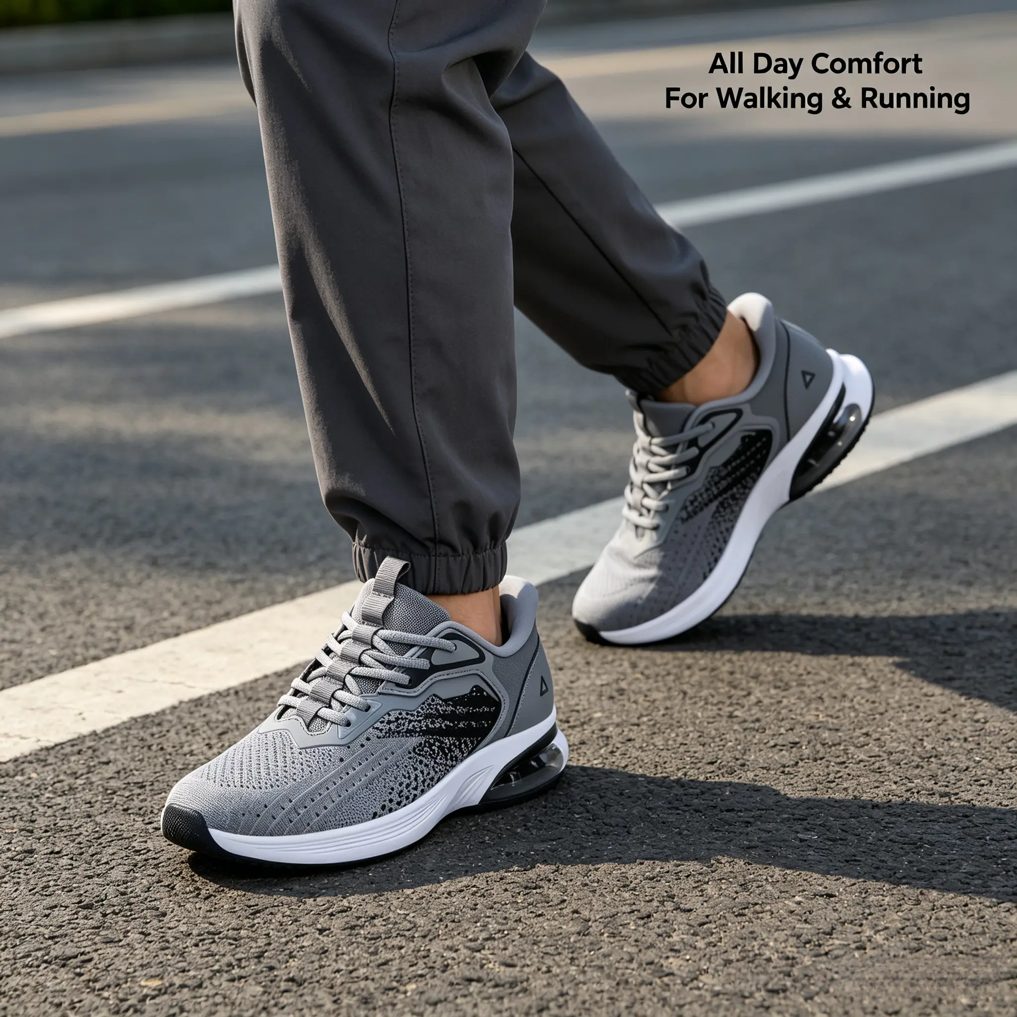 Xusheng Men’s Chunky Low-Top Knit Mesh Anti-Slip Outsoles Casual Trainers - Breathable Grip, Cushioned, Lightweight, Easy-On Lace-Up Shoes for Gym Workouts (Free Socks Included)