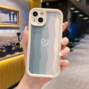 Colorful Heart Pattern TPU Phone Case for iPhone 16 15 14 Pro Max 13 12 11 XR XS Plus Shockproof Full Camera Protection Durable slim Silicone Cover