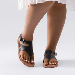 Luoika Women's Wide Width Flat Sandals, Flip Flop Casual Strapy Sandals Slip on Summer Beach Shoes for Women.