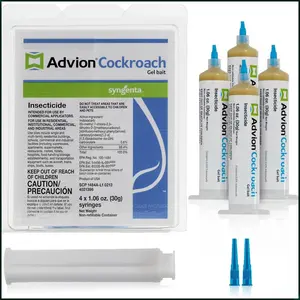 Advion Cockroach Gel Ba, 4 Tubes x 30-Grams, 1 Plunger and 2 Tips, German Roach Insect Pest Control, Indoor and Outdoor Use, Roach Killer Gel for American, German and Or Major Cockroach Species