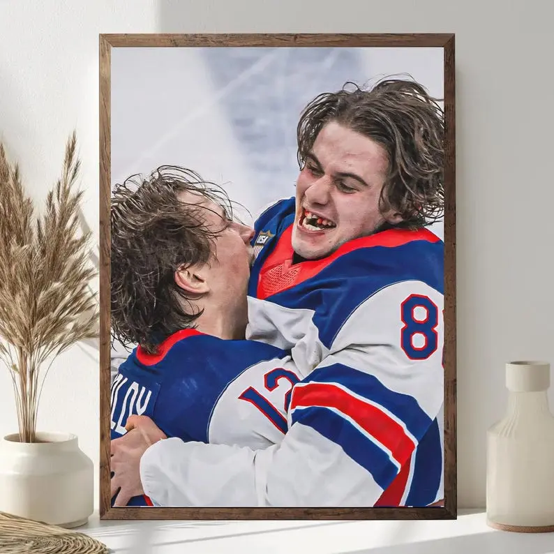 Team USA Gold 2026 Jack Hughes Poster Unframed, Milano Cortina Winter Games Hockey Victory Wall Art, Home Decor