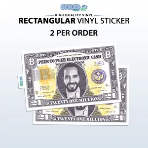 bukele bitcoin currency rectangle vinyl sticker high quality vinyl uv ink Durable