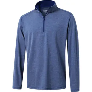 Quarter Zip Pullover Men Performance Dry Fit Stripe Mock Neck Midlayer Golf 1/4 Zip Pullover Mens Sweatshirt