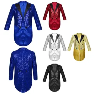 easyforever Kids Boy's Tuxedo Jacket Sequin Blazer Tailcoat Swallowtail Suit Dinner Party Wedding Blazer Tux Dress Coat