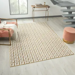 Geometric Metallic Greek Key Pattern 838 Area Rug