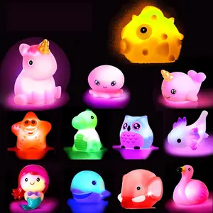 Random Color Glow in The Dark Floating Rubber Animal Toy, 6 Counts/set Cute Animal Design Bath Toy, Bathing Toy for Baby & Toddler Bath Time