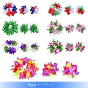 New Hawaiian Headband Bracelet Colorful Hula Performance Accessories for Children's Day Annual Meeting Costume Props