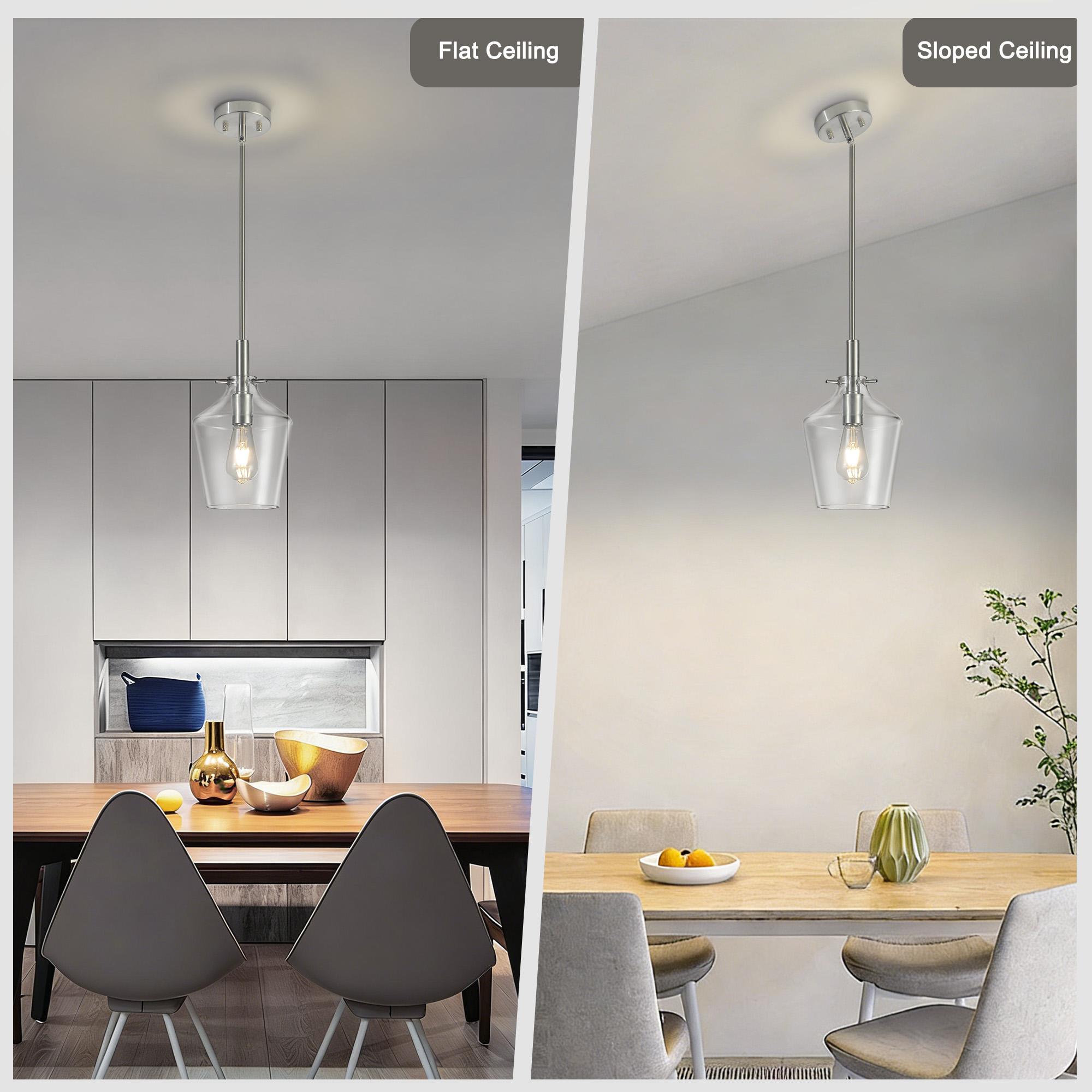 Clear Glass Bell Pendant Light Modern Single Head Hanging Lamp for Kitchen Island Black Gold Brushed Nickel Chrome Finish，E26，Bulb not included