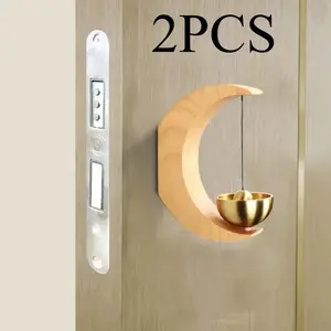 2pcs  Bell Doorbell Wind Chimes Wooden Doorbell Alert Home Small Bell door decoration Wind Chimes & Hanging Decorations