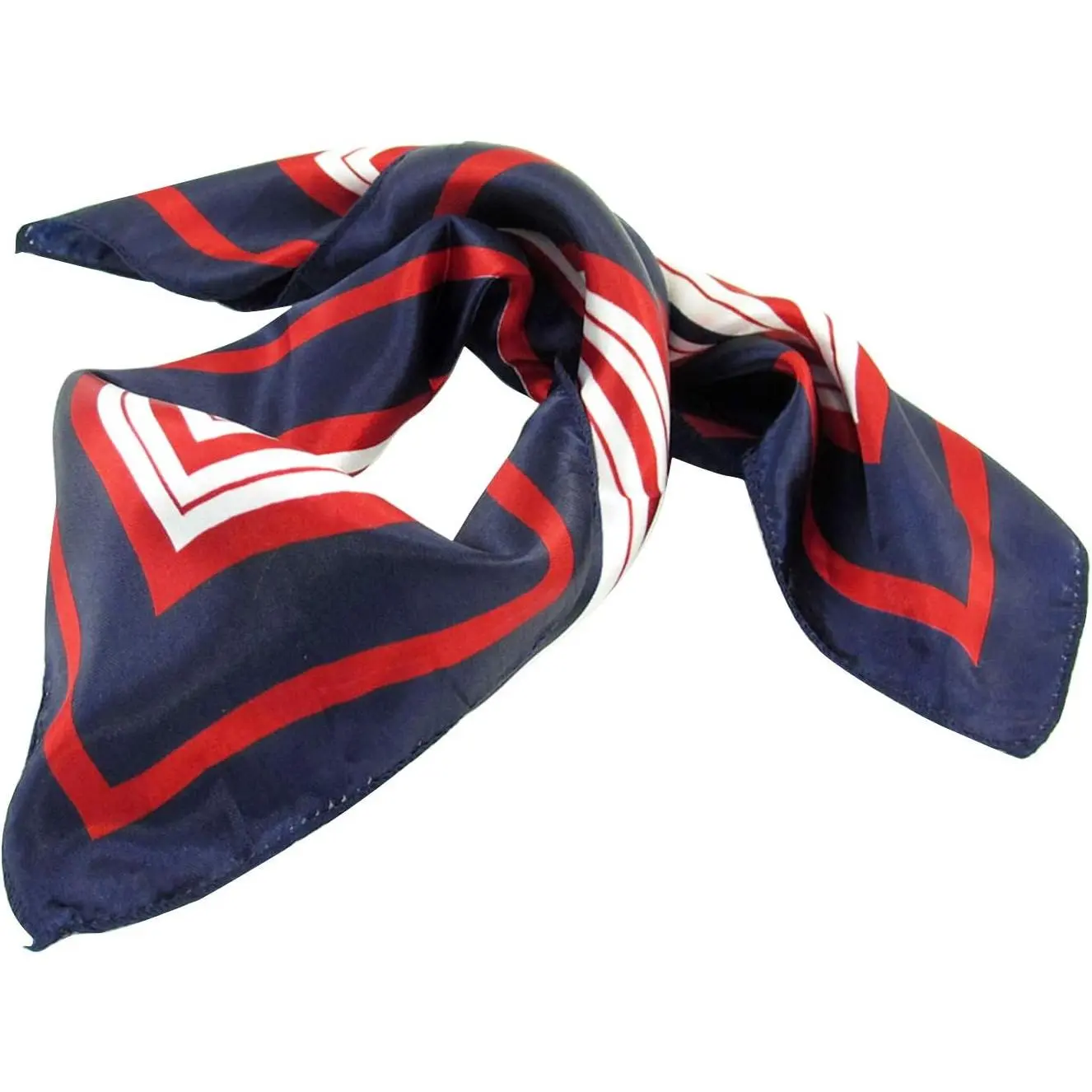 Women's 50x50cm Bandana, Dark Blue-Red-White Stripe Print Small Neck Scarf Wrap, All Seasons Fashion Accessory, Hand Wash Only, Avoid Chemical Cleaners, 50 X 50Cm, Decorations, Female, Gift, Halloween, Party, Polyester