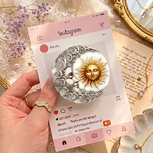 Vintage Celestial Acrylic Magnetic Phone Grip Mystical Sun and Moon Aesthetic Holder for Kindle
