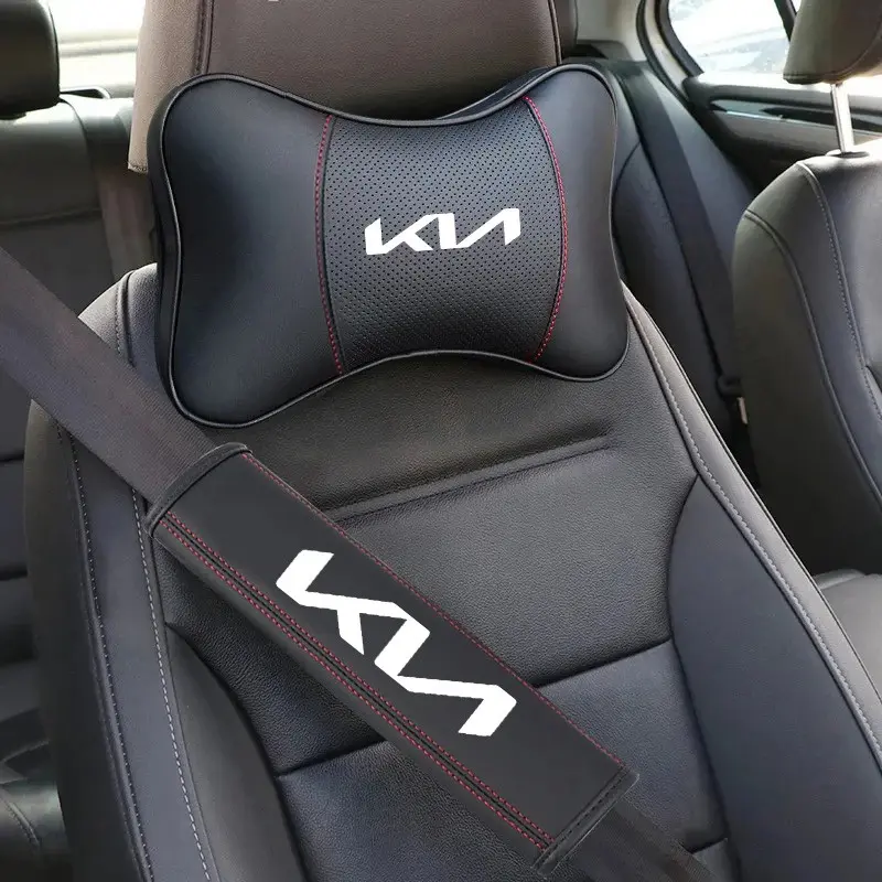 Leather Auto Car Headrest Neck Pillow Seat Belt Shoulder Pad For Kia Sportage Morning Ceed Picanto Rio ProCeed Niro Stonic Optima Forte KN Car Accessories Car Interior Kit