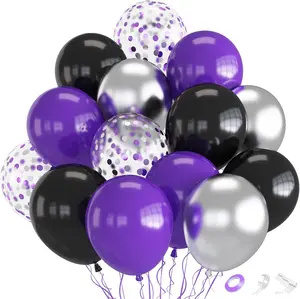 Valentines Day Black and Purple Balloons, 70pcs Black Purple Silver Balloons for Birthday Graduation Happy Mothers DayWedding Anniversaries Party Decorations and Christmas Valentines Day Happy Mother’s Day Gift