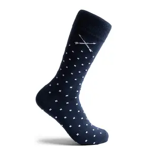 The Lehmans - A Navy Sock with White Micro-Squares