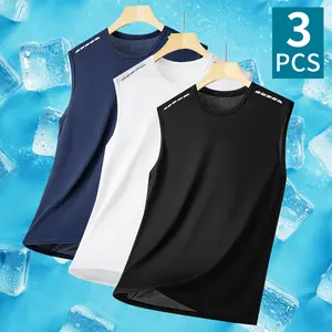 3-Pack Men's Crew Neck Vest T-Shirt, Breathable Quick-Drying Sleeveless T-Shirt Vest, Suitable for Gym Running and Casual Sports Top T-Shirt
